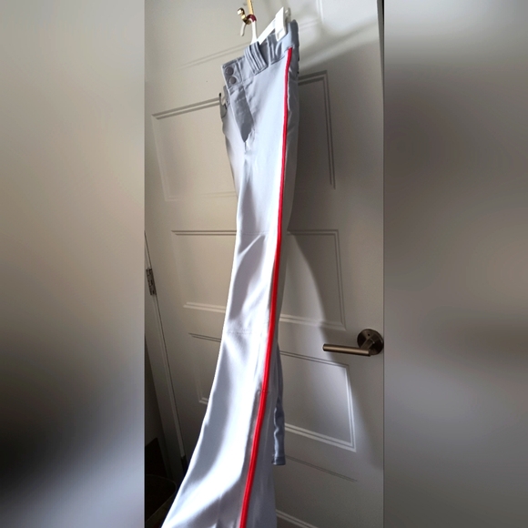 NEW Champro Sports: Grey w/ Red Stripe, Open/Adjustable Bottom Baseball Pants - Picture 5 of 6